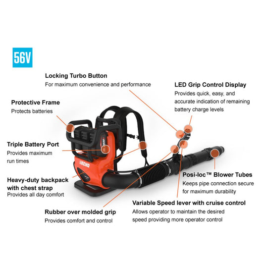 ECHO BATTERY POWERED BACKPACK BLOWER DPB-5800T-D2